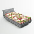 thumbnail image 1 of Ambesonne Summer Fitted Sheet, Nature Apple Tree Flower, Twin Size, Red White Green, 1 of 2