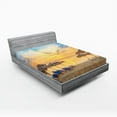 thumbnail image 1 of Ambesonne Summer Fitted Sheet, Sandy Beach with Sunrise, Full Size, Tan Blue, 1 of 3