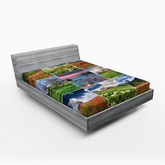 Ambesonne Summer Fitted Sheet, Summer Landscapes Rural, Full Size, Multicolor
