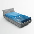 thumbnail image 1 of Ambesonne Summer Fitted Sheet, Sunburst Theme Lines, Twin XL Size, Blue Grey, 1 of 2