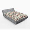 thumbnail image 1 of Ambesonne Summer Fitted Sheet, Wave Floral Heart Swirls, Queen Size, Eggshell Vermilion Black, 1 of 2