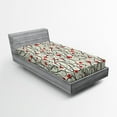 thumbnail image 1 of Ambesonne Summer Fitted Sheet, Wave Floral Heart Swirls, Twin XL Size, Eggshell Vermilion Black, 1 of 2