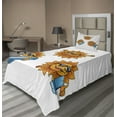 thumbnail image 1 of Ambesonne Summer Fitted & Top Sheet Set with Sham, Hippie Surfboards Sun, Orange White, 1 of 4