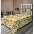 thumbnail image 1 of Ambesonne Summer Flat Bedding Sheet Soft Top Sheet, Flora Yellow Roses Pattern, Twin XL, Pastel Brown and Pale Teal, 1 of 1