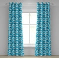 thumbnail image 1 of Ambesonne Summer Grommet Curtain, Dotted Whale Sea Ocean, 50" x 108", Blue Grey, 1 of 6