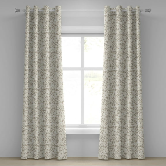 Ambesonne Summer Grommet Curtain, Flowers Bouquet Blooms, 50" x 108", Beige Umber Cream