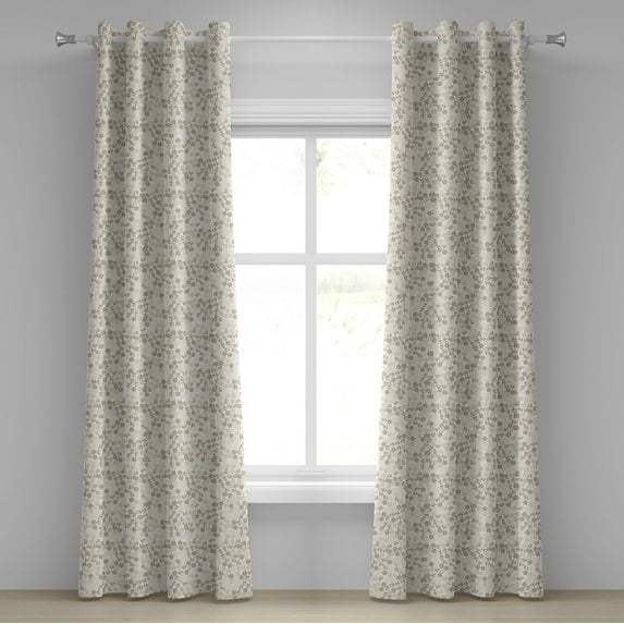 Ambesonne Summer Grommet Curtain, Flowers Bouquet Blooms, 50" x 96", Beige Umber Cream
