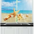 thumbnail image 1 of Ambesonne Summer Kitchen Curtains, Beach Sand with Starfish, 55"x45", Aqua Ivory Mustard, 1 of 1