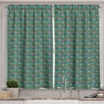 thumbnail image 1 of Ambesonne Summer Kitchen Curtains, Pineapple Palm Tree Ball Art, 55"x39", Pale Petrol Blue Coral, 1 of 3