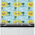 thumbnail image 1 of Ambesonne Summer Kitchen Curtains, Vacation Sun and Palm Trees, 55"x45", Pale Blue Yellow and Green, 1 of 1