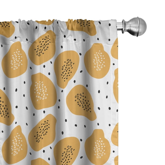 Ambesonne Summer Orange Window Curtains, Papaya and Art, Each 28" W x 63" L, Pale Orange Black