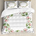 thumbnail image 1 of Ambesonne Summer Pink Duvet Cover Set, Watercolor Style Wreath, King, White Peacock Green, 1 of 6