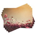 thumbnail image 1 of Ambesonne Summer Place Mats Set of 4, Garden Flowers Poppies, Standard Size, Pale Pink Khaki and Pink, 1 of 6
