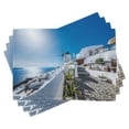 thumbnail image 1 of Ambesonne Summer Place Mats Set of 4, Oia Village in Santorini, Standard Size, Blue and White, 1 of 6