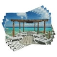 thumbnail image 1 of Ambesonne Summer Place Mats Set of 4, Sunbeds SeaSunbeds, Standard Size, Pale Brown White, 1 of 6