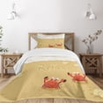 thumbnail image 1 of Ambesonne Summer Quilted Bedspread Set 2 Pcs, Card with Crabs Sea, Twin Size, Sand Brown and White, 1 of 5