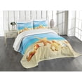 thumbnail image 1 of Ambesonne Summer Quilted Bedspread Set 3 Pcs, Beach Sand with Starfish, King Size, Aqua Ivory Mustard, 1 of 5