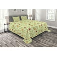thumbnail image 1 of Ambesonne Summer Quilted Bedspread Set 3 Pcs, Ladybugs Flowers Leaves, King Size, Lime Green Orange Red, 1 of 3