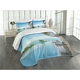 thumbnail image 1 of Ambesonne Summer Quilted Bedspread Set 3 Pcs, Minimalist Beach House, Queen Size, Pale Brown Sky Blue, 1 of 5