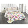 thumbnail image 1 of Ambesonne Summer Quilted Coverlet 3 Pcs, Colored Geometric Circle, King Size, Lavender Salmon, 1 of 4