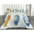 thumbnail image 1 of Ambesonne Summer Quilted Coverlet 3 Pcs, Surf Fun Water Sports, King Size, Blue Orange Yellow, 1 of 4