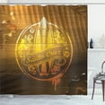 thumbnail image 1 of Ambesonne Summer Shower Curtain, Flowers Riding Waves, 69"Wx84"L, Brown Yellow Orange, 1 of 5