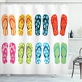thumbnail image 1 of Ambesonne Summer Shower Curtain, Holiday Themed Slippers, 69"Wx84"L, Multicolor, 1 of 3