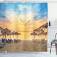 thumbnail image 1 of Ambesonne Summer Shower Curtain, Sandy Beach with Sunrise, 69"Wx70"L, Tan Blue, 1 of 3