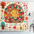 thumbnail image 1 of Ambesonne Summer Shower Curtain, Smiling Sun Mushroom Heart, 69"Wx70"L, Dark Pink Jade Green, 1 of 4