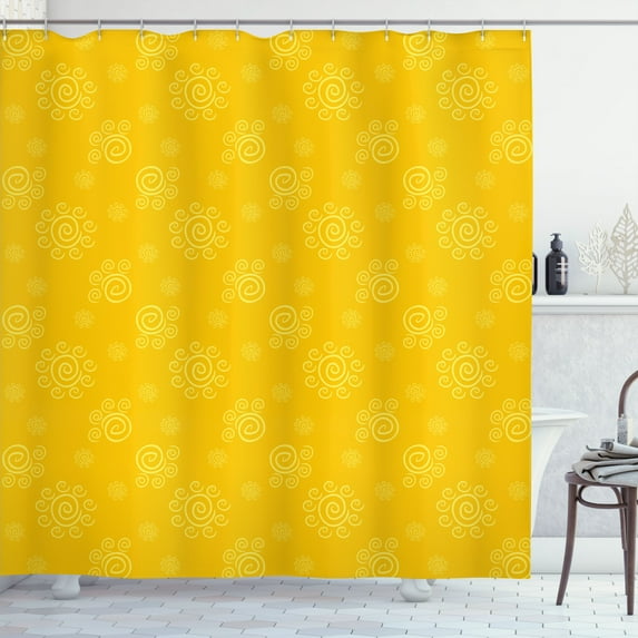 Ambesonne Summer Shower Curtain, Sun Solar Sketchy, 69"Wx70"L, Yellow