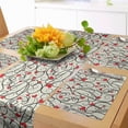 thumbnail image 1 of Ambesonne Summer Table Runner & Placemats, Wave Floral Heart Swirls, Placemat 4 pcs + Runner 14"x72", Eggshell Vermilion Black, 1 of 2