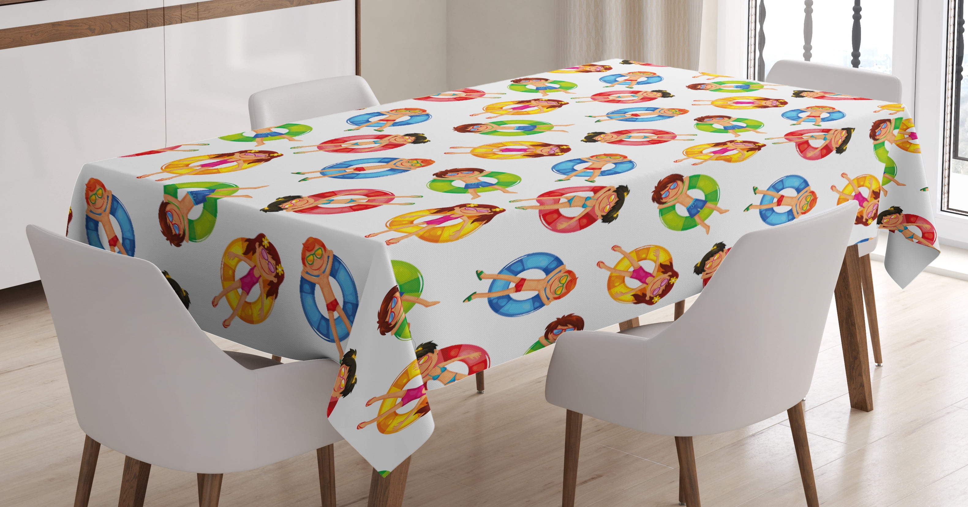 Pool Table Tablecloth Ambesonne Summer Tablecloth Rectangular Table Cover, in Pool Summer, 60 ...