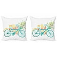 thumbnail image 1 of Ambesonne Summer Throw Pillow Cover 2 Pack, Blue Bike with Flowers, 18", Turquoise Yellow, 1 of 6
