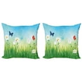 thumbnail image 1 of Ambesonne Summer Throw Pillow Cover 2 Pack, Meadow Daisies Grass, 20", Multicolor, 1 of 2