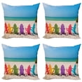thumbnail image 1 of Ambesonne Summer Throw Pillow Cover 4 Pack, Colorful Wooden Deckchairs, 18", Multicolor, 1 of 7
