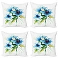 thumbnail image 1 of Ambesonne Summer Throw Pillow Cover 4 Pack, Nature Painting, 18", Teal Green White, 1 of 7