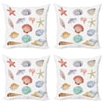 thumbnail image 1 of Ambesonne Summer Throw Pillow Cover 4 Pack, Seashells Exotic Animals, 24", Multi, 1 of 5