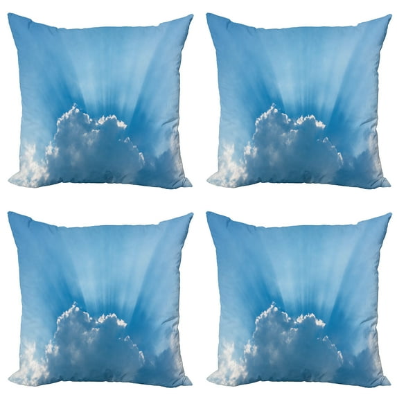 Ambesonne Summer Throw Pillow Cover 4 Pack, Sunburst Theme Lines, 16", Blue Grey