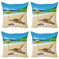 thumbnail image 1 of Ambesonne Summer Throw Pillow Cover 4 Pack, Sunshine Sand Waves, 20", Multicolor, 1 of 5