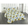 thumbnail image 1 of Ambesonne Summer Vibes Quilted Bedspread Set 3 Pcs, Simple Chamomile Print, Queen, Mustard Mint Green White, 1 of 4