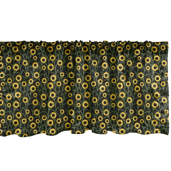 Ambesonne Summer Window Valance, Flowering Sunflowers Garden, 54" X 12", Earth Yellow and Black