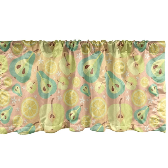 Ambesonne Summer Window Valance, Pastel Pears Lemon and Apple, 54" X 12", Blush and Multicolor