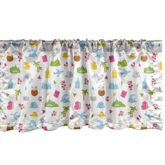 Ambesonne Summer Window Valance, Travel Theme Camping Tent, 42" x 18", Multicolor