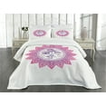 thumbnail image 1 of Ambesonne Sun Quilted Bedspread Set 3 Pcs, Celestial Elements Floral, Queen Size, Purple Hot Pink White, 1 of 5