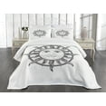 thumbnail image 1 of Ambesonne Sun Quilted Bedspread Set 3 Pcs, Ornamental Design, Queen Size, Black White, 1 of 5