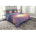 thumbnail image 1 of Ambesonne Sun Quilted Bedspread Set 3 Pcs, Surreal Sky Fluffy Clouds, Queen Size, Pale Pink Pale Blue, 1 of 3