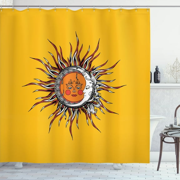 Ambesonne Sun Shower Curtain, Abstract Celestial Design, 69"Wx75"L, Multicolor