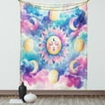 thumbnail image 1 of Ambesonne Sun and Moon Tapestry Wall Hanging, Boho Sky Clouds Lunar, 60"x80", Pale Purple Blue and Cream, 1 of 3