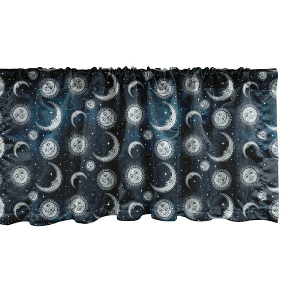 Ambesonne Sun and Moon Window Valance, Heavenly Bodies, 42" x 18", Violet Blue Grey