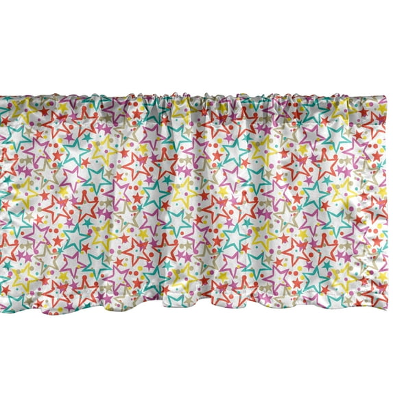 Ambesonne Sunburst Valance Pack of 2, Colorful Stars and Dots, 54"X12", Multicolor